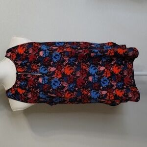 J. Crew Sleeveless Halter Blouse Size 6 Floral blue red orange summer top